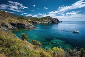 Stunning Sea View of Cap De Creus: A Coastal Gem in Catalonia's Costa Brava on a Bright Summer Day