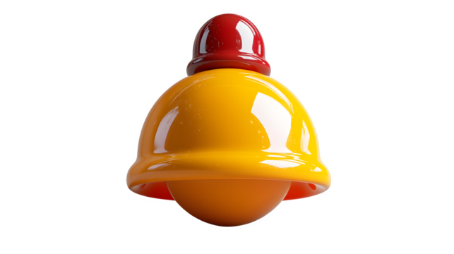 Notification bell icon, 3D rendering in plastic style, isolated on white background