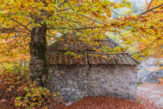 An old stone grist mill on the Valbonas River in Valbona Valley National Park.