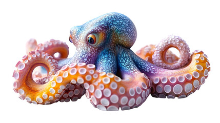 Fototapeta premium Octopus in pastel colors, 3D cartoon plastic style, isolated on white background
