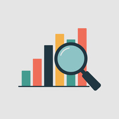 Data Analysis Magnifying Bar Graph Growth Icon