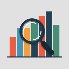 Data Analysis Magnifying Bar Graph Growth Icon