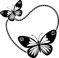 Two Butterflies Flying In Heart Shape Path Vector