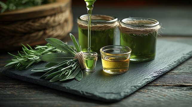 Aromatic sage and rosemary infusion creates an elixir of wellness and vitality