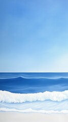 Obraz premium Serene ocean waves, beach, and sky.