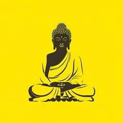 Buddha Meditation on Yellow Background