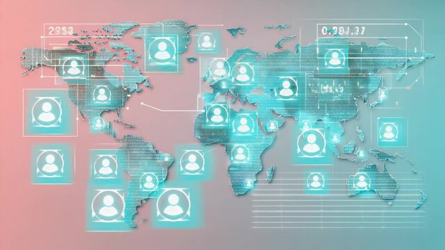 world map transparent clock faces, avatars time zones, digital screens pop up virtual meetings online classes, infographic transitions productivity data, global time warp effect, pastel gradients