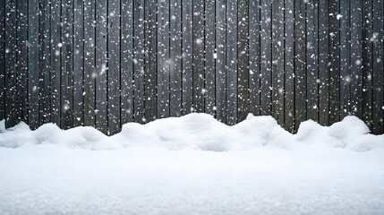 Snowy Winter Scene With Wooden Fence
