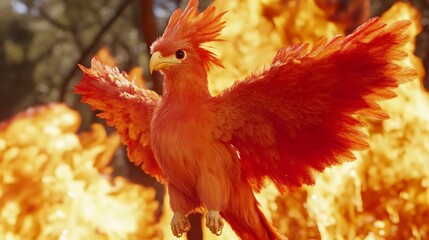 Fototapeta premium Mythical bird soaring through flames