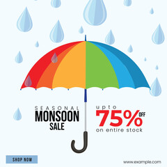 Monsoon seasonal sale social media post Instagram template