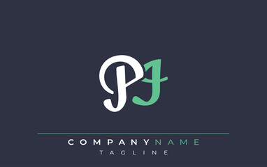Elegant Stylized PI Lettering Design. Stylish Modern Logo featuring Monogram Letters in White and Teal Shade