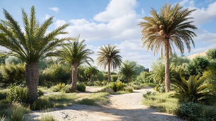 Palm trees desert landscape