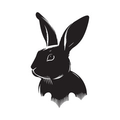 Rabbit silhouette vector black and white illustration on a white background