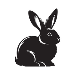 Rabbit silhouette vector black and white illustration on a white background