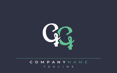 Elegant Stylized QQ Lettering Design. Stylish Modern Logo featuring Monogram Letters in White and Teal Shade