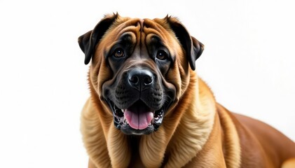Obraz premium Imposing mastiff, alert expression, pure white backdrop, alert, fur