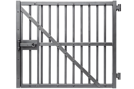 metal prison gate isolated on white background PNG