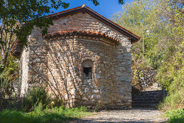 Obraz premium Small stone chapel at the Church of the Virgin Mary Peribleptos in Ohrid.