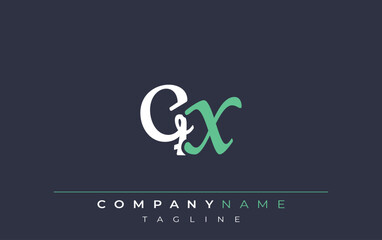 Elegant Stylized QX Lettering Design. Stylish Modern Logo featuring Monogram Letters in White and Teal Shade