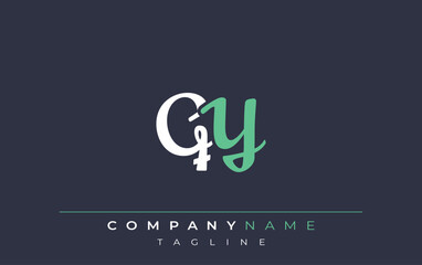 Elegant Stylized QY Lettering Design. Stylish Modern Logo featuring Monogram Letters in White and Teal Shade