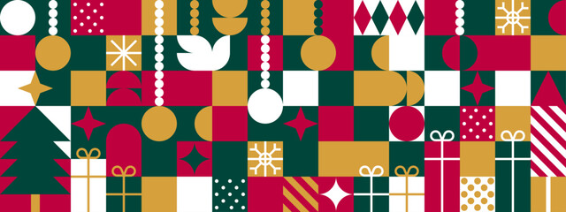 Merry christmas banner template background. ratio 8:3 in flat design