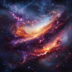 Fototapeta premium resplendent allure of a galaxy, with its vast expanse in boundless depths of space, encapsulates ethereal dance of swirling stars, interstellar vistas, and incomprehensible magnitude and intricacy