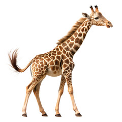 Obraz premium Giraffe Flipping Hair Full Body White Background