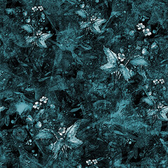 Watercolor seamless pattern, background with vintage pattern. Abstract watercolor seamless pattern.Stylish fashion illustration.Paint splash.Blooming strawberry bush. Blooming and ripe berries