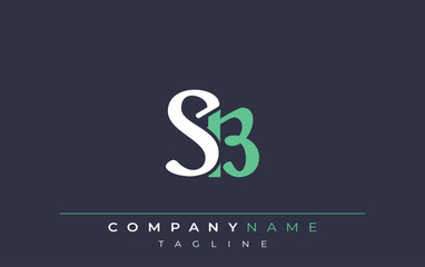 Fototapeta premium Elegant Stylized SB Lettering Design. Stylish Modern Logo featuring Monogram Letters in White and Teal Shade