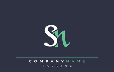 Fototapeta premium Elegant Stylized SN Lettering Design. Stylish Modern Logo featuring Monogram Letters in White and Teal Shade