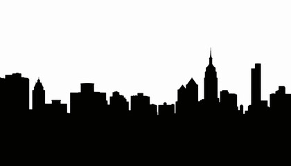 Fototapeta premium Rooftop skyline silhouette at sunset, urban tranquility