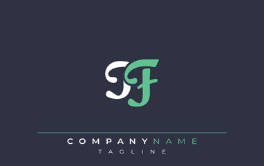 Elegant Stylized TF Lettering Design. Stylish Modern Logo featuring Monogram Letters in White and Teal Shade