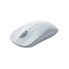 Minimalist wireless mouse in matte white with ergonomic design showcasing sleek functionality, Isolated Transparent Background