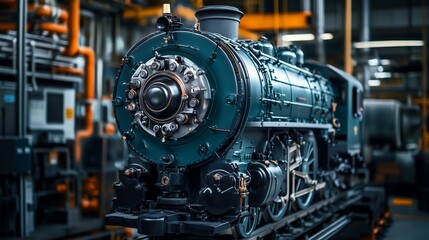 Advanced Diesel Locomotive Engine Close-Up, Rail Transport Power and Efficiency
