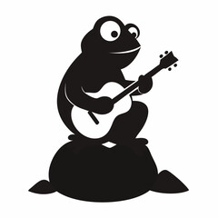 Vector illustration of a frog playing the guitar