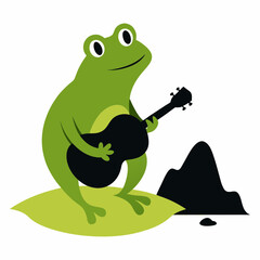 Vector illustration of a frog playing the guitar