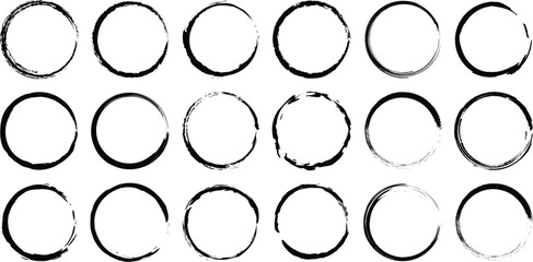 Collection of Abstract Circular Brush Stroke Elements in Bold and Soft Colors – Artistic Ink Swirls and Paint Shapes for Modern Design Use, multiple color beauty color circle