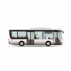 City Bus Vector PNG - Flat Minimal Side View