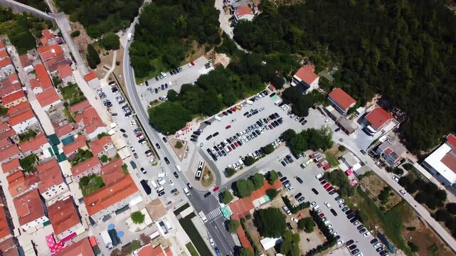 Ston, Croatia. Aerial drone view.