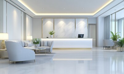 Fototapeta premium For a montage product display or key visual layout background, consider a blurred image of an empty white modern terrace building