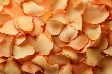 A beautiful close-up of vibrant orange rose petals artfully arranged, showcasing their delicate texture and striking color, evoking feelings of warmth and joyful celebration.