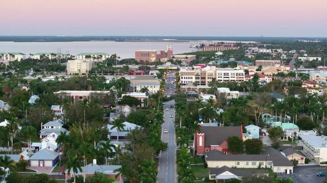 Punta Gorda, Florida. Panoramic cityscape with old historical architecture. Popular tourist place for family travel.