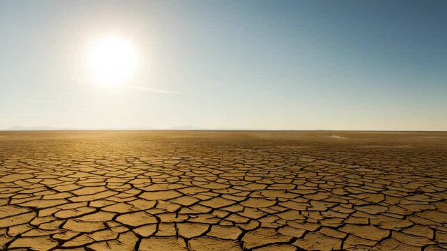 Time Lapse area of cracked soil caused by long draught Dry landscape with crack pattern caused by lack of water 4k video