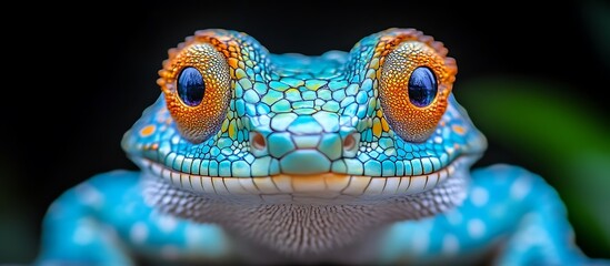Fototapeta premium Blue Reptile Face Close Up