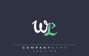 Elegant Stylized WL Lettering Design. Stylish Modern Logo featuring Monogram Letters in White and Teal Shade