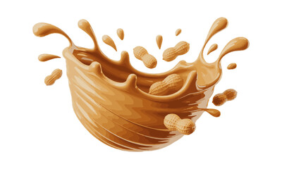  A high-quality vector illustration of a dynamic peanut butter splash, easily scalable and editable.