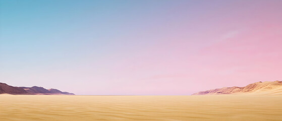 Pastel Desert Landscape At Golden Hour