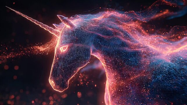 Glowing digital unicorn art