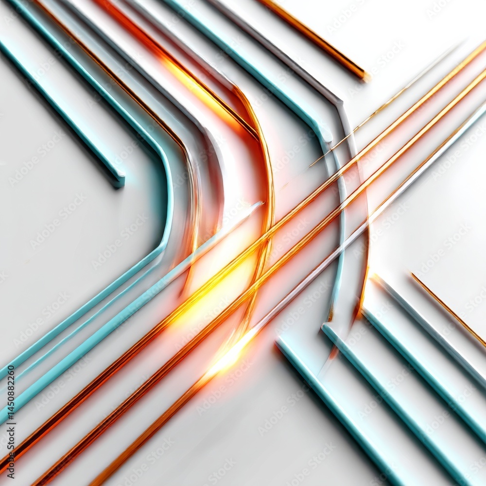 Poster Abstract Convergence: Glowing Lines Intersecting on a Bright Surface, Creating a Dynamic Visual Effect