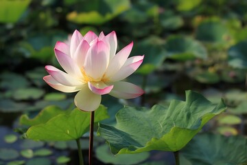 Obraz premium Sunlit Lotus Flower Blossom in Pond Beauty 